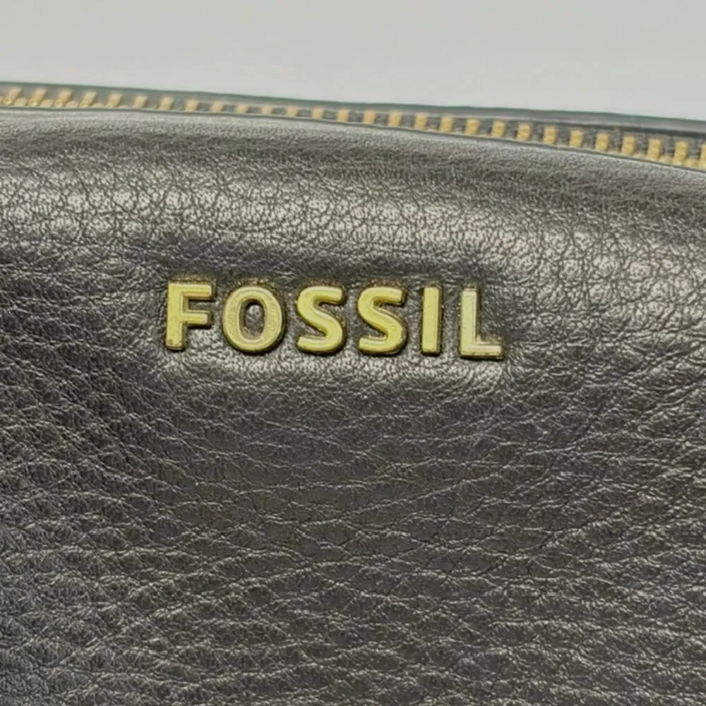 Fossil Preston Satchel Black Pebbled Leather Shoulder Bag NWT ZB6605001 Dust Bag